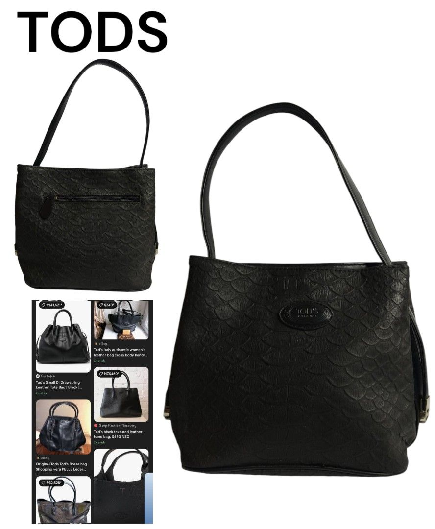 Tod's Two-way Genuine Leather Bag (Category: Luxury Bags & Wallets) located in Baguio. Submitted by PreiLoveMaria (Listing ID 1366432540, Image 1). Description: Tod's Two-way Genuine Leather Bag Very good used condition Adjustable Strap into hand and shoulder Bag Normal signs of wear Needs Cleaning on the hardwares Shipping via J&T only No COD and COP ❤️ Disclaimer: The items offered for sale are pre-owned merchandise acquired from surplus invent