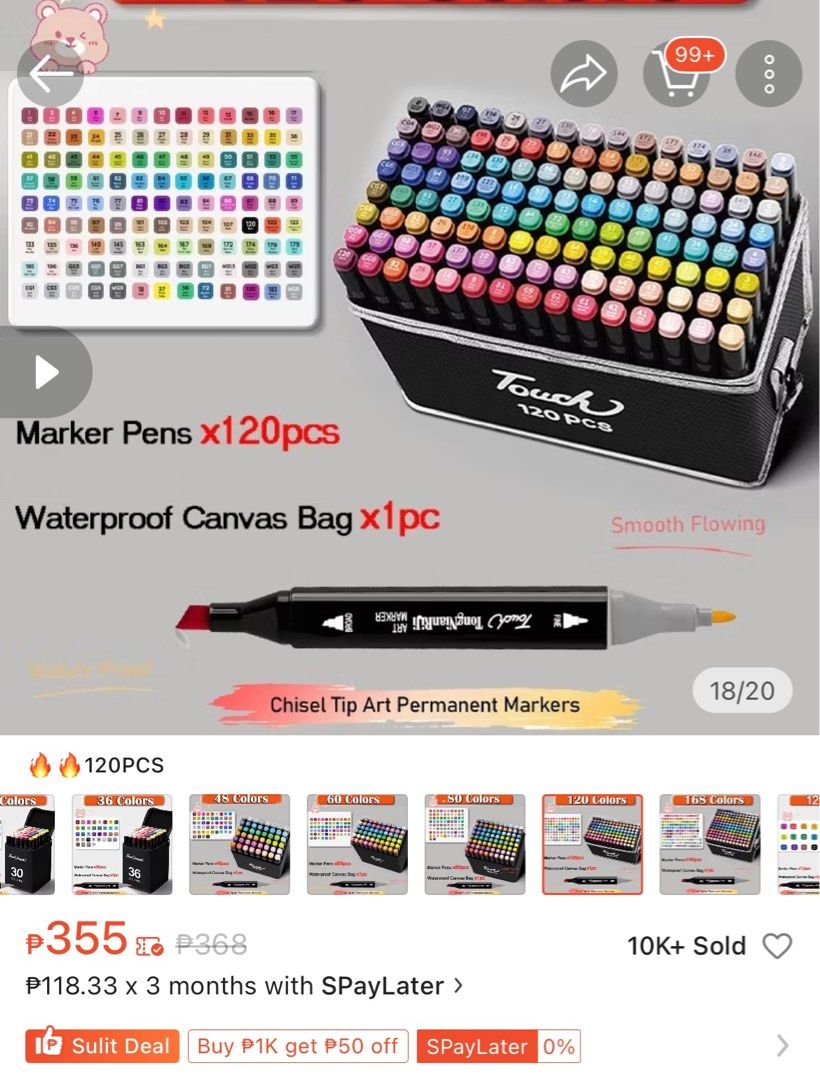 Touch Marker Alcohol Markers 168pcs (Category: Stationery & School Supplies) located in Manila. Submitted by flamant (Listing ID 1366427340, Image 3). Description: 1. Multi-color double-point pen marking, multiple choices. 2. Permanent quick-drying opaque paint. 3. The ink is waterproof, anti-fading, and acid-free. 4. Each pen is double-ended, with a thick tip of about 6mm and a fine tip of about 1mm. 5. Comes with a handbag, which is more conven