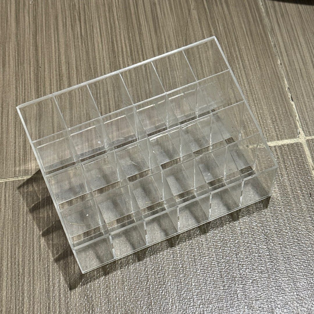 24 Slots Lipstick Acrylic Organizer (Category: Makeup) located in Manila. Submitted by fruityyypoppin (Listing ID 1361901314, Image 3). Description: • Rfs: decluttering • a bit dirty, but can be cleaned.