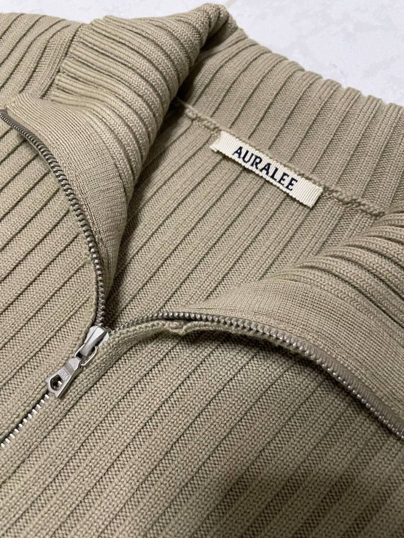AURALEE LAMB WOOL WIDE RIB HALF ZIP P, 男裝, 上身及套裝 AURALEE LAMB WOOL WIDE RIB HALF ZIP P, 男裝, 上身及套裝