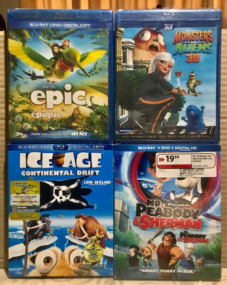 Blu-Ray Sale! (Category: CDs & DVDs) located in Angeles City. Submitted by lensongsong (Listing ID 1361824193, Image 1). Description: 1. Epic - Blu-Ray+DVD Brandnew Php400.00 2. Monsters vs Aliens 3D Brandnew Plus B.O.B.'s Big Break 3D Php400.00 3. Ice Age Continental Drift - Blu-Ray+DVD Brandnew Php400.00 4. Mr. Peabody & Sherman - Blu-Ray+DVD Brandnew Php400.00 5. Trolls World Tour (Trolls 2) - Blu-Ray+DVD Good as New Php400.00 6. The Super Mar