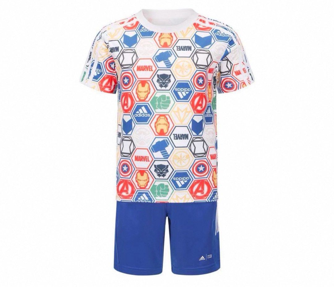 Brand new Adidas Marvel Set (Category: Babies & Kids Fashion) located in Singapore. Submitted by shopnspree (Listing ID 1361812169, Image 2). Description: Brand new Authentic Sample clearance sale by supplier Adidas Marvel Set - tee & pants Size 116 Price includes delivery.