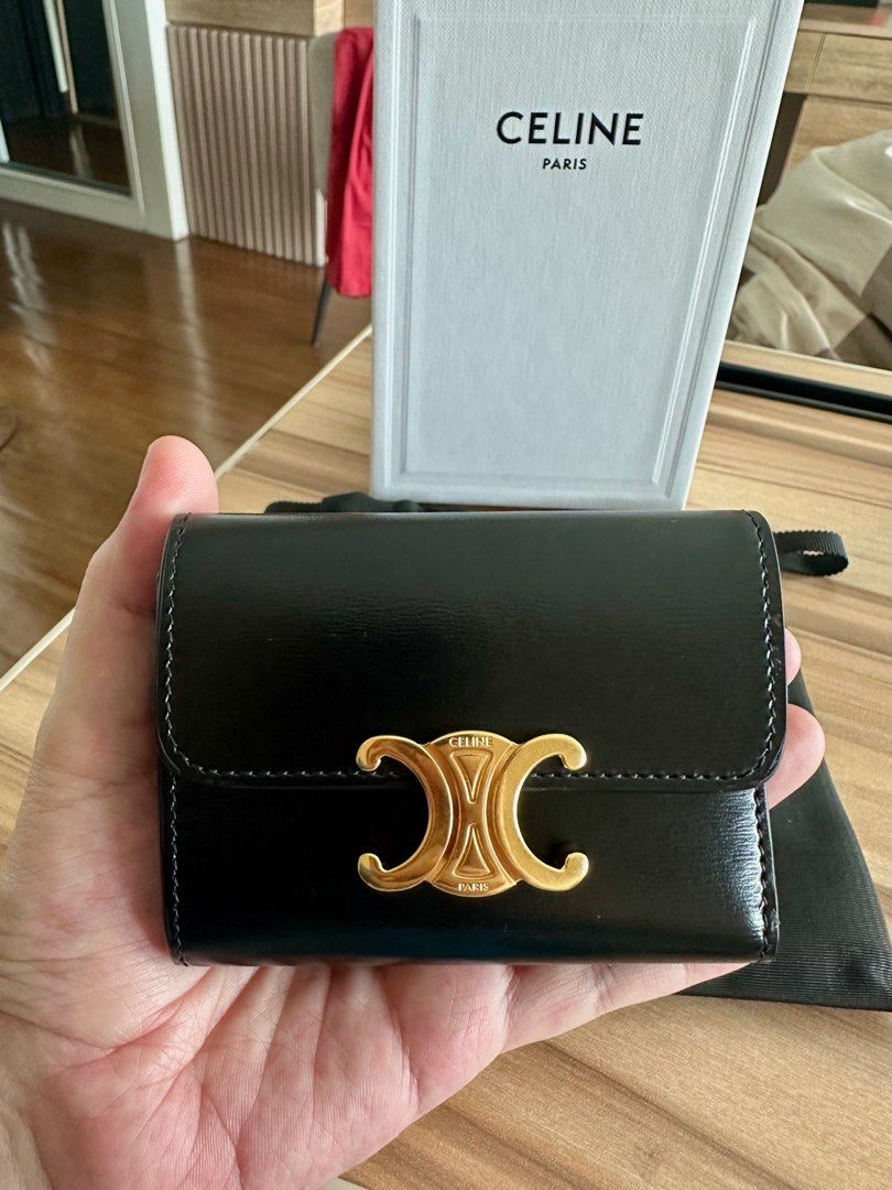 Celine Triomphe Compact Wallet with Coin (Category: Luxury Bags & Wallets) located in Manila. Submitted by ctluxefinds (Listing ID 1361002369, Image 2). Description: Bought in Japan Inclusions: * Box & Dustbag.