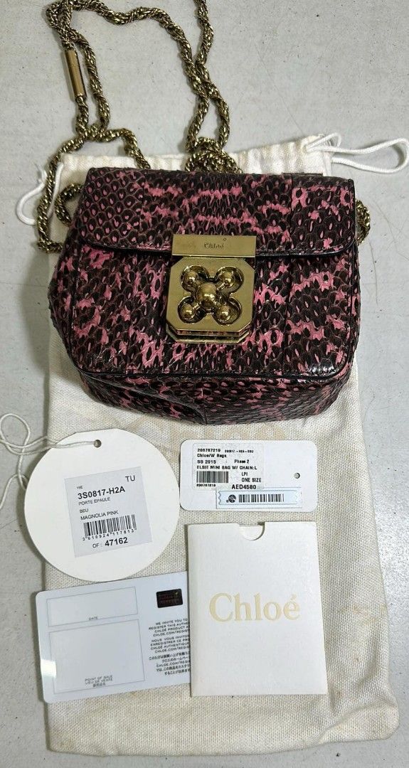 CHLOE Mini Python (Category: Luxury Bags & Wallets) located in Quezon City. Submitted by akinayan17 (Listing ID 1361825341, Image 1). Description: Guaranteed Authentic CHLOE Mini Python Rare/Exotic Unused / Just kept and comes complete -can request for additional pictures. Please send me a message.