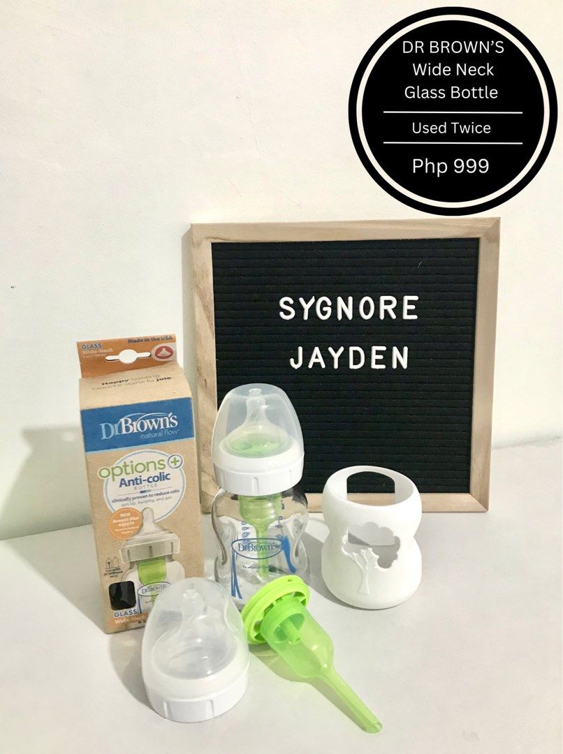 DR. BROWNS BABY GLASS BOTTLE (Category: Breastfeeding & Bottle Feeding) located in Quezon City. Submitted by yangg___ (Listing ID 1347832105, Image 1). Description: Selling my baby's bottle. Used twice only. Rfs. Di nya gusto yung nipple nito ☹️.