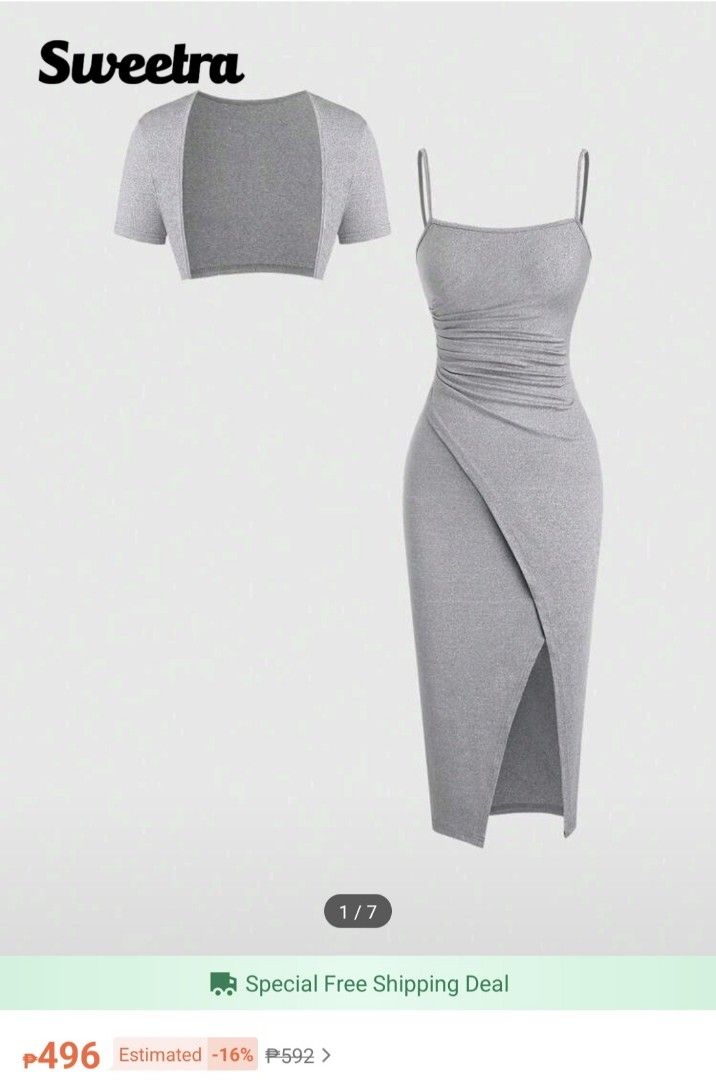 Dress - light grey (Category: Dresses) located in Dasmarinas. Submitted by declutterstuffs5738 (Listing ID 1361923705, Image 2). Description: - Declutter - Hello! For sale: Dress (grey) - Large Original price: P496 Price: P250 (last price) ✔️ Used only once 💳 Payment first policy. MOP: GCash/bank transfer 🚚 Buyer will shoulder delivery/shipping fee. Via lalamove. ❌️ no COD, COP Loc: Taguig City.