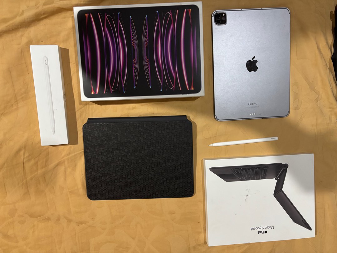 ipad pro M2 2022 256 GB wifi cell ibox + magic keyboard + apple pencil ...