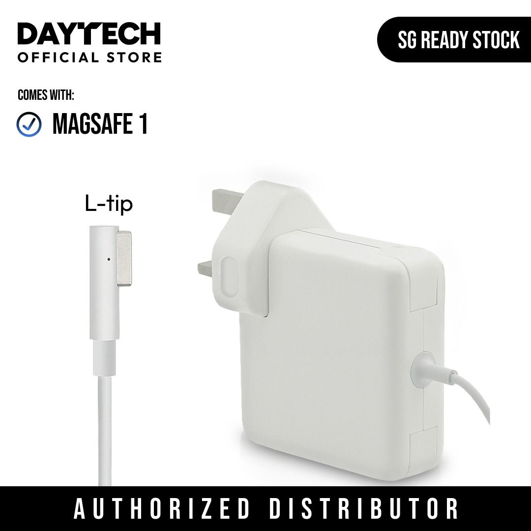 Macbook Charger Magsafe USB C 30W 45W 60W 61W 85W 87W 96W for Apple Laptops including Macbook Air 11 13 / Macbook Pro 13 15 17 USB-C , Magsafe 1 and 2 (Category: Cables & Adaptors) located in Singapore. Submitted by daytech (Listing ID 1219239594, Image 3). Description: ✅ Ready Stock in SG ✅ Brand New in Box ✅ One Month Local Warranty Please refer to listing photos for compatibility Magsafe 1 (L-tip) 45W- $24 60W- $28 85W- $29 Magsafe 2 (T-tip) 4