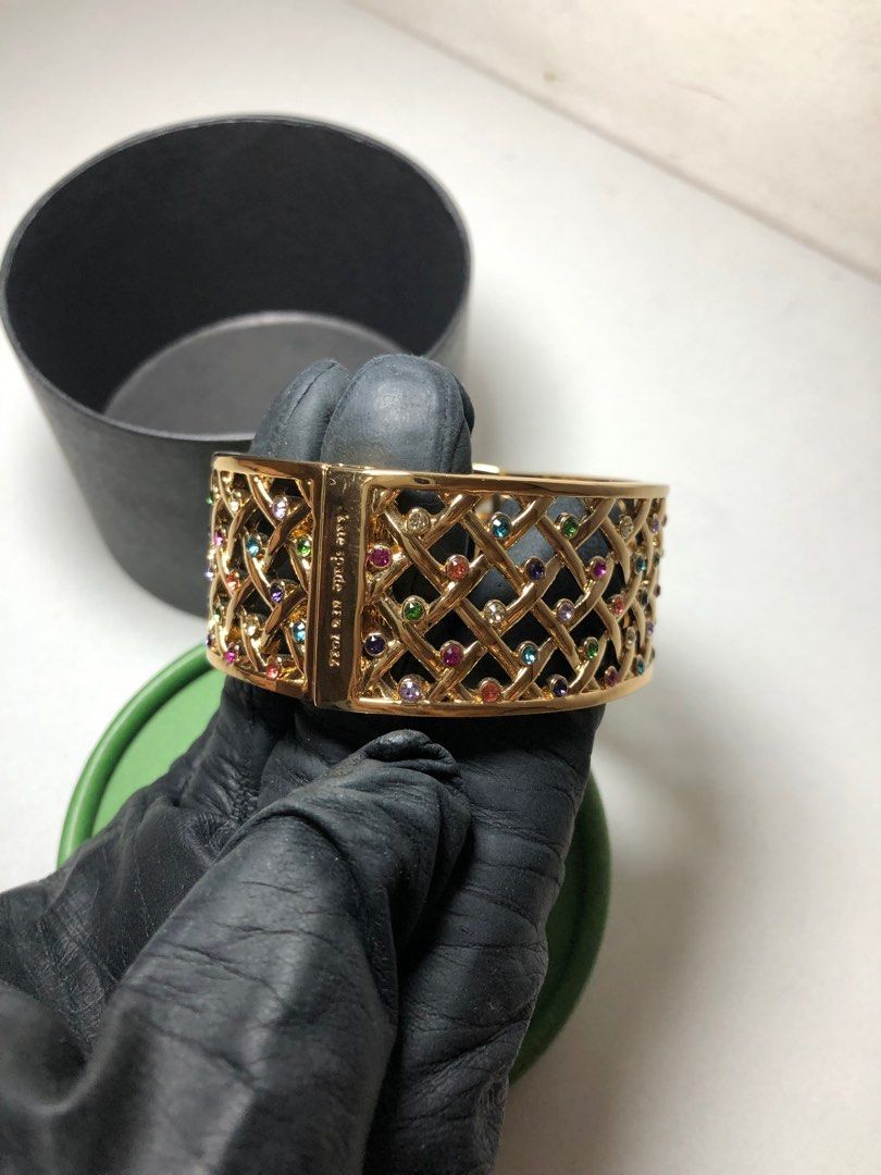 Orig katespade bangle bracelet (Category: Luxury Accessories) located in Valenzuela. Submitted by leneluxe (Listing ID 1361877244, Image 2). Description: Orig katespade bangle bracelet Gold hardware with swarovski multicolor stone Good condition Japan source .