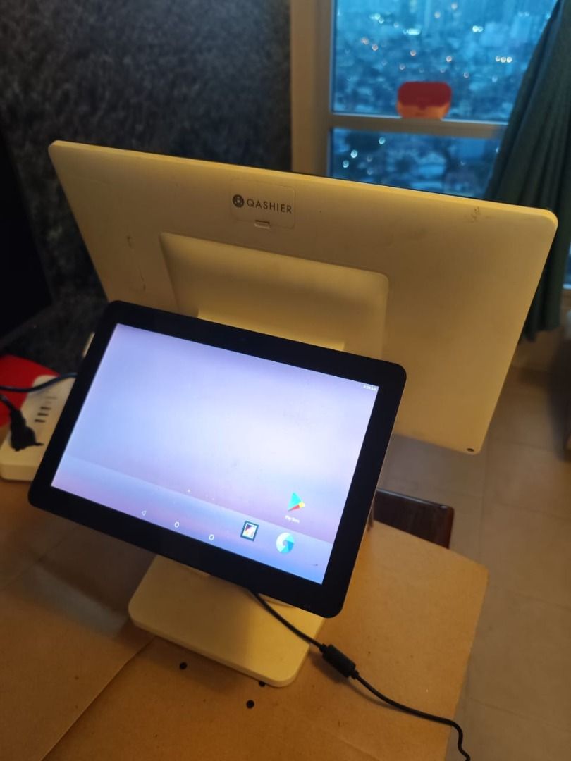 POS terminal qashier and storehub (Category: Office & Business Technology) located in Mandaluyong City. Submitted by chicins (Listing ID 1361834252, Image 2). Description: i have 2 set use POS terminal 1. the big one is qashier XL P13k, pos machine, 15.6" and 10.1" dual touchscreen, QASHIERXL 2. the small one storehub imin pos machine D1 come with internal printer. check info is 10.1" set https://www.imin.sg/en/product-d1/ u can buy the set and d
