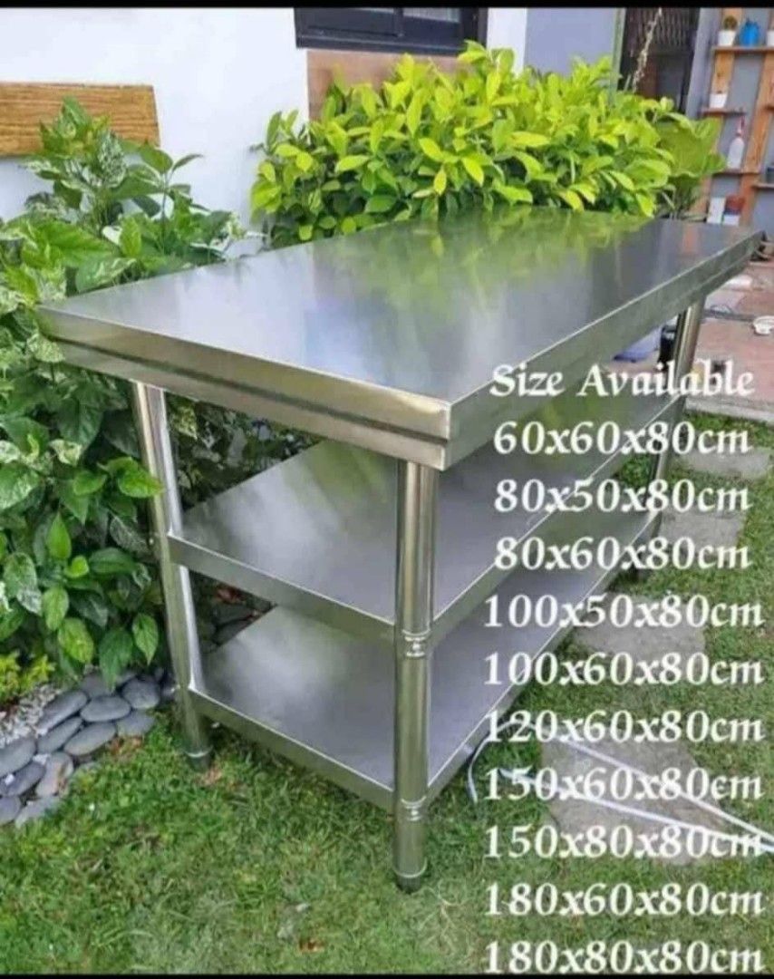 Prep. Table stainless steel (Category: Other Kitchenware & Tableware) located in Manila. Submitted by brightstar.b55721 (Listing ID 1361806966, Image 1). Description: Prep. Table( Pure 304 Stainless steel) start 3,800 📌In Stock 📌CASH ON DELIVER 📌FREE Delivery in metro manila made in high Grade 304 $tainless steel ✔️BrandNew 💥Mode of Payment: Gcash Bpi transfer 📍AVAILABLE SIZE: 👍2 Layer & 3 Layer *80x60x80cm *80x50x80cm *80x60x80cm *100x50x8