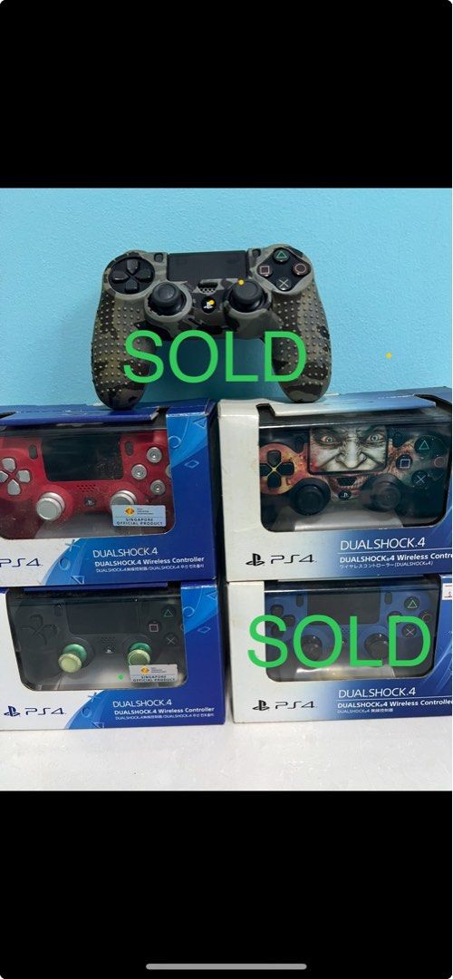PS4 Controller (Category: In-Game Products) located in Singapore. Submitted by CnGcollexions (Listing ID 1360982086, Image 3). Description: ***UPDATED*** Black Camo sleeve SOLD Blue SOLD Selling PS4 controller. All original sony. Some controllers have also been MODDED. Some got slight drifting issues, i couldnt remember which, but as sony will discontinue it , a slight fix will help in a long run. Feel free to ask. WHATS LEFT**** Red , Grey - $30