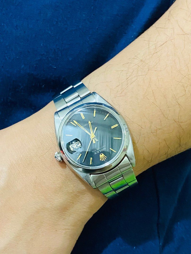 Rolex OysterDate Precision (Category: Luxury Watches) located in Baliuag. Submitted by youlovewatches (Listing ID 1361907490, Image 1). Description: Vintage Rolex Precision 34mm Ref : 6694 34mm Case size Black Dial & Gold Indices 3'0 Calendar Aperture 8.5/10 - All Working Stainless Steel Strap Guaranteed authentic Set with: Watch & Original Box 📩DM for more info..