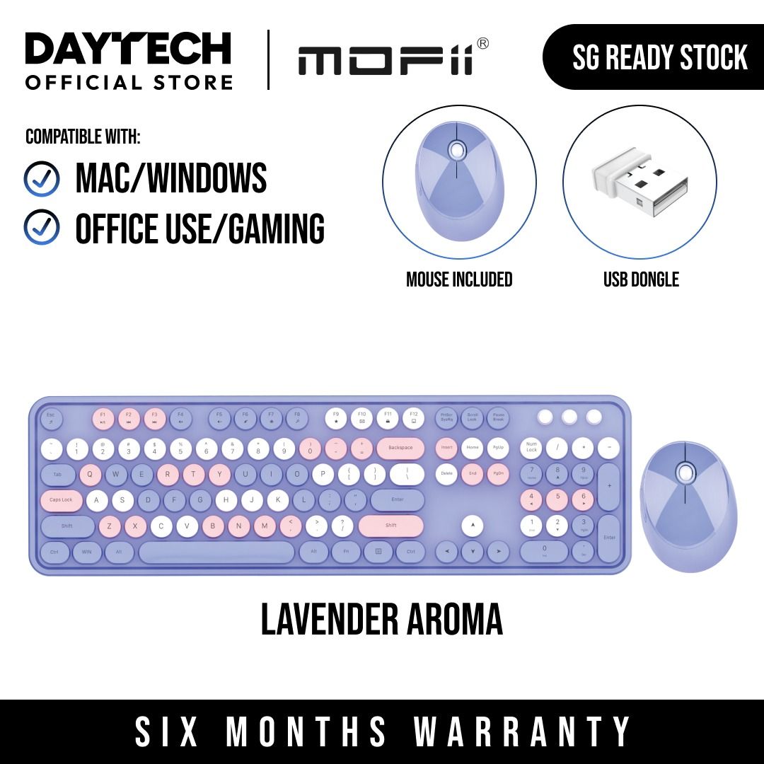 [SG Stock] Wireless Keyboard Mouse Set with USB Dongle by MOFII (N520, Sweet)