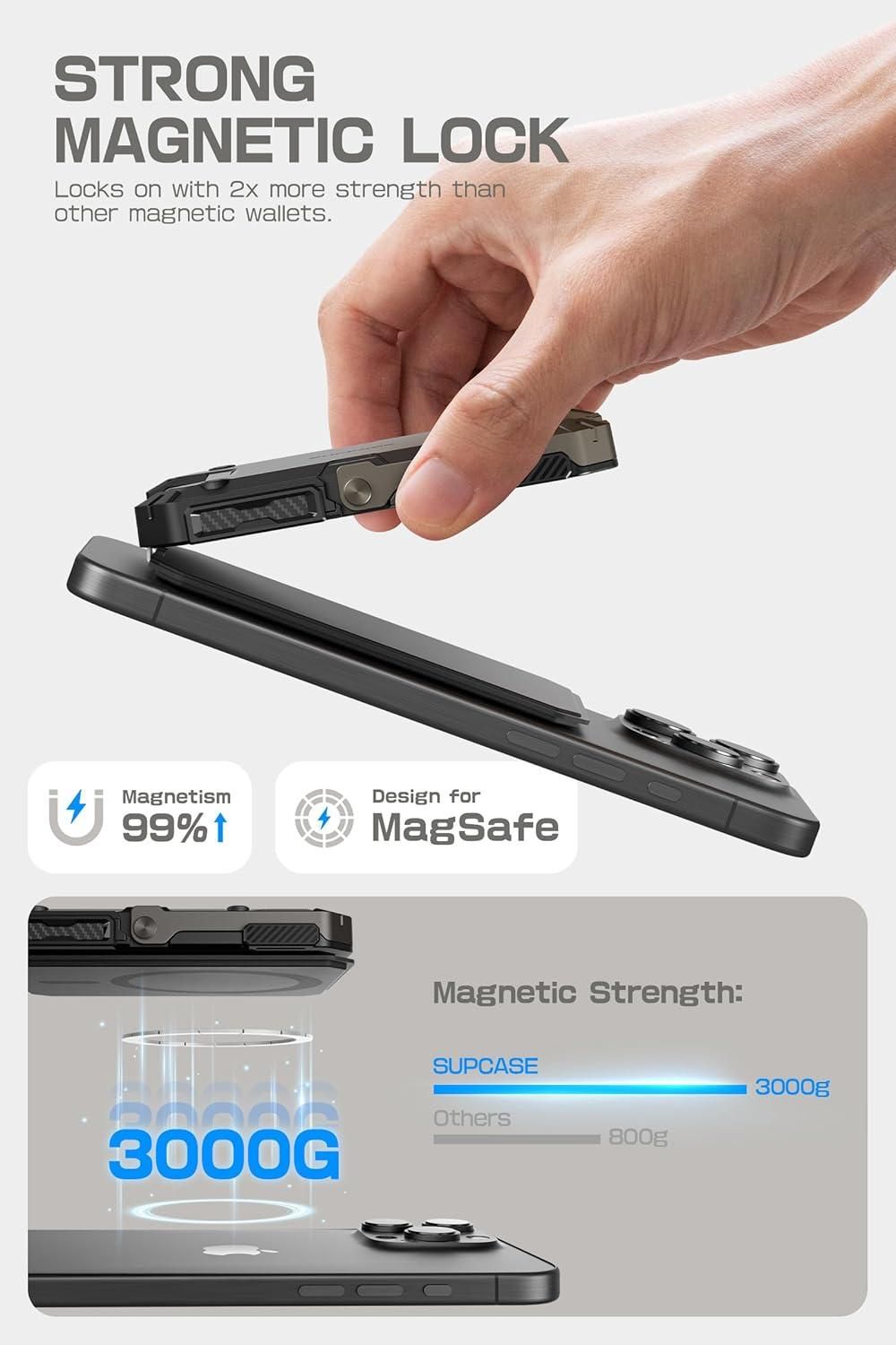 thumbnail image 2 of Hualele MagSafe Wallet With Phone Tripod - 3-in-1 Magnetic Card Holder & Stand For IPhone 2 of 11