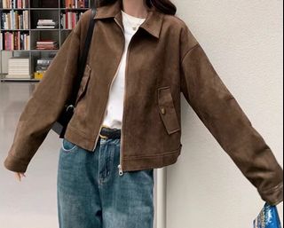 美拉德咖色春秋季外套女2025新款复古短款高级感韩系显瘦夹克上衣64203305585026110