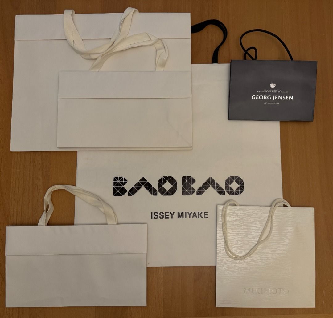 真精品購物紙袋BaoBao Issey Miyake Mikimoto Georg Jensen, 哩