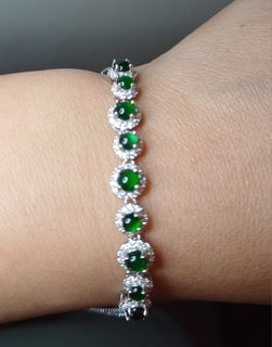 配飾類: S925鑲嵌 翡翠A玉手鏈(F250405-4)64220932619906110