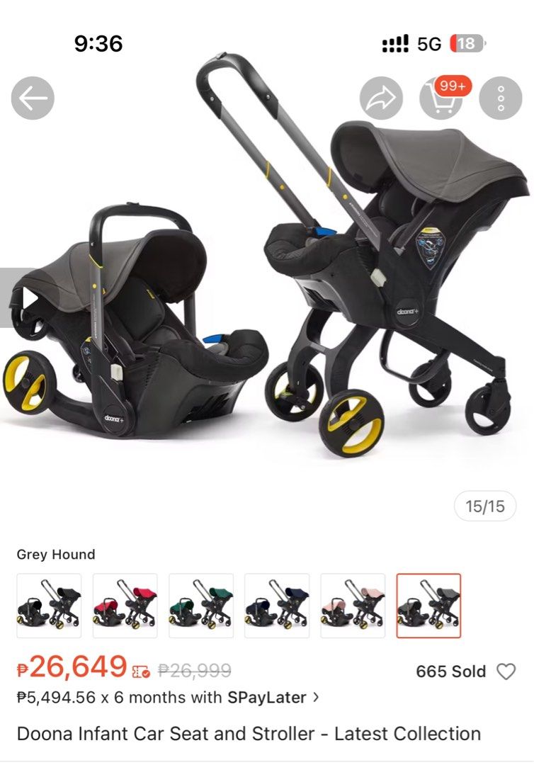 Doona Infant Car Seat and Stroller (Category: Strollers) located in Paranaque City. Submitted by blackpanther0101 (Listing ID 1362079598, Image 1). Description: Doona Infant Car Seat and Stroller 17,000 still negotiable Used for only 1 and a half month my baby is just 2 months old complete set with box QC Area Pick up.