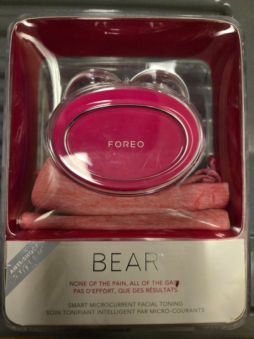 Foreo Bear Microcurrent Facial Toning Device (Category: Face Care) located in Makati City. Submitted by ClothesAndStuff (Listing ID 1362107140, Image 1). Description: SRP: USD 329 Used only a few items since I was gifted the Medicube device. The Foreo Bear uses a technology called microcurrent. Microcurrent is a painless, low-grade electrical current that helps encourage your skin cells to help build muscle and produce collagen and elastin..