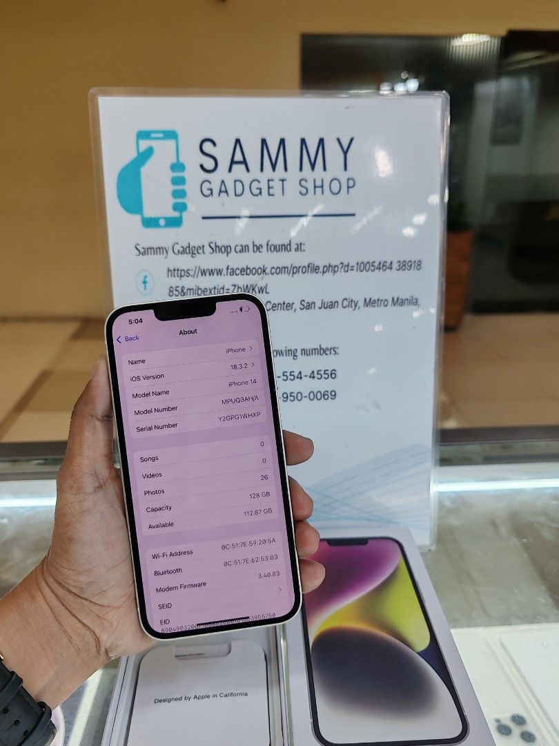 Iphone 14 128 (Category: iPhone 14 Series) located in Quezon City. Submitted by ronalynac40976 (Listing ID 1362028021, Image 3). Description: Iphone 14 128 94% battery health good condition Makinis/no dent/no scratch With box, cord Pick up in my store in greenhills We accept COD/COP via lbc w/DP We accept swap/trade in We accept ggives & spaylater+% Dm or call for fast transaction 09279500069/09425544556 Located @ 2/f greenhills shopping center/ 