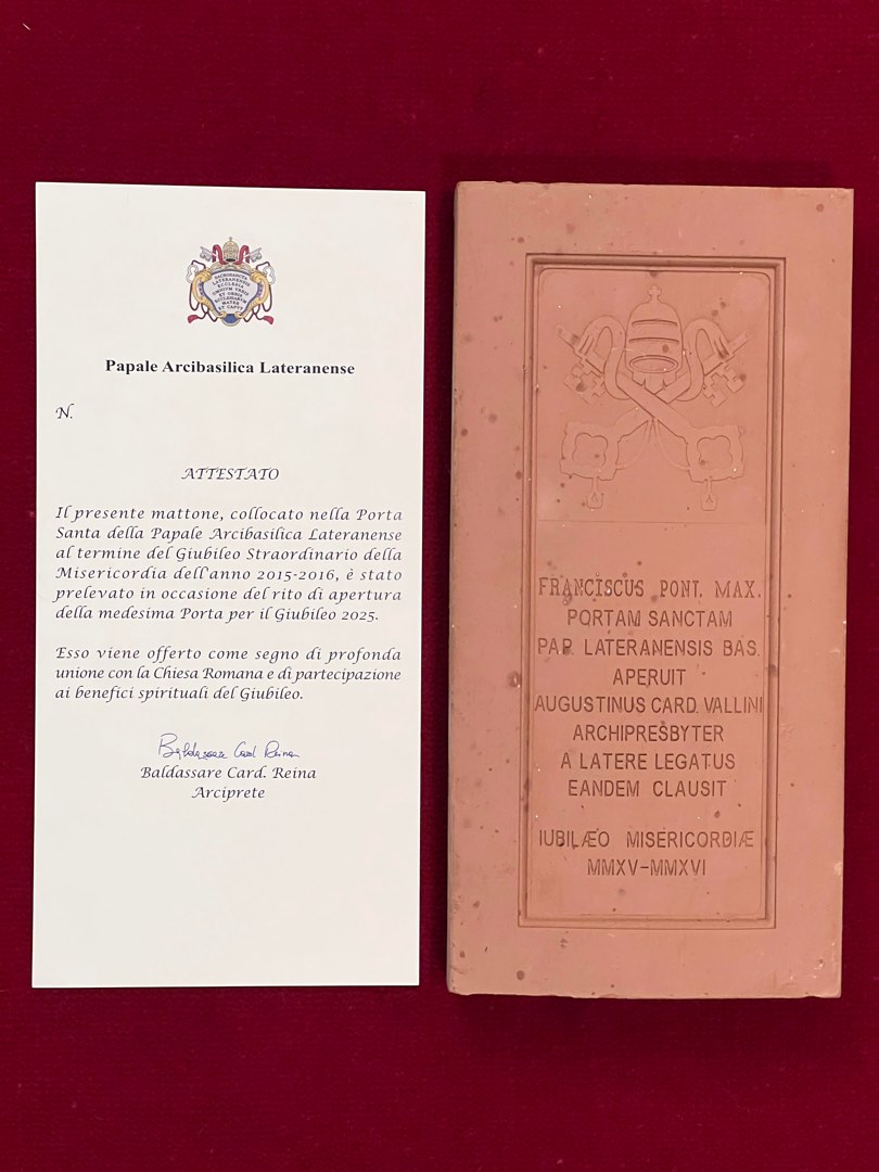 Jubilee of Hope Holy Year Door brick Lateran Basilica, Hobbies & Toys ...