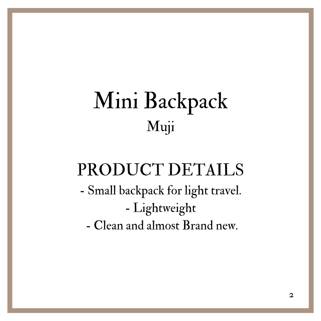 Muji ORIGINAL Mini Backpack, Babies & Kids, Babies & Kids Fashion on ...