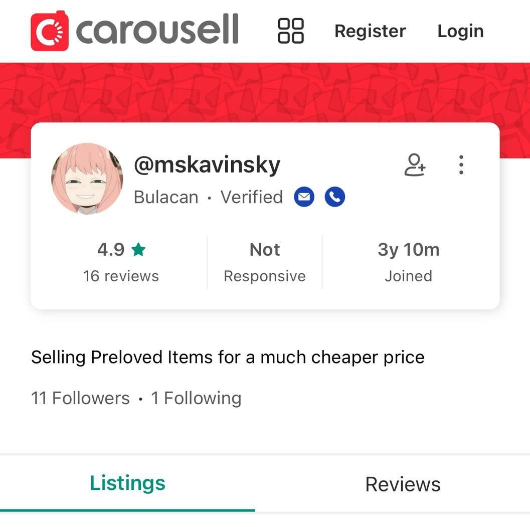 My old account @mskavinsky (Category: Everything Else Others) located in Bulacan. Submitted by mskavinsky2 (Listing ID 1362049526, Image 1). Description: this is a new account. previously @mskavinsky https://www.carousell.ph/u/mskavinsky for unknown reasons, i can't login to my old account :/.