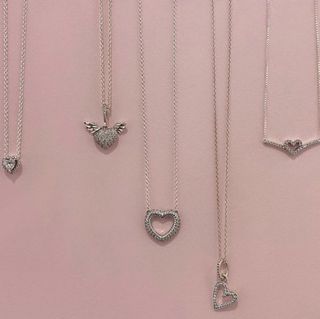 PANDORA - ANGEL WING/ HEART COLLIER/ WISHBONE HEART AND ELEVATED HEART NECKLACE - 1800 EACH ( ADJUSTABLE CHAIN 16-17-18) INCHES