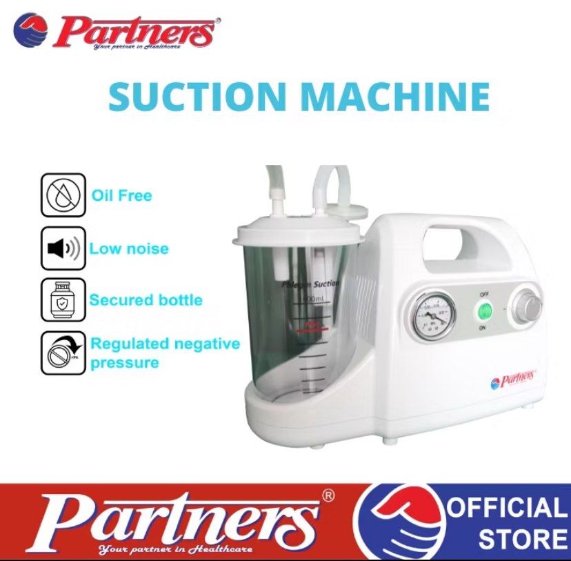 Partners Portable Suction/Phlegm Aspirator Machine (Category: Medical Supplies & Tools) located in Manila. Submitted by emercadejas (Listing ID 1362074276, Image 1). Description: Bnew w/box Tested only on a cup of water to test suction. Never been used on patients. .