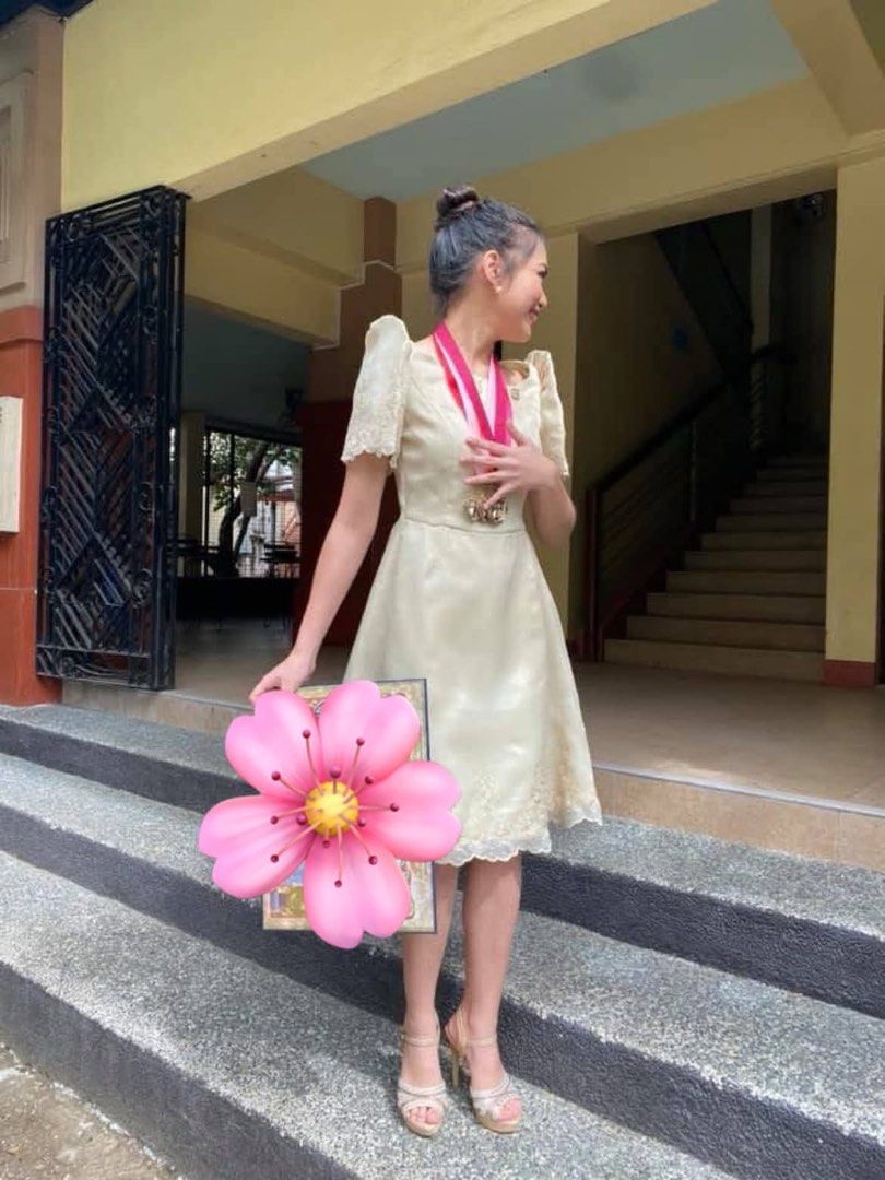 princess polly baby blue dress Elegant Filipiniana Dress Alampay Blouse Filipiniana Dress With Shawl  Premium Beige Pina Organza Filipiniana Alampay Jazel main image 1