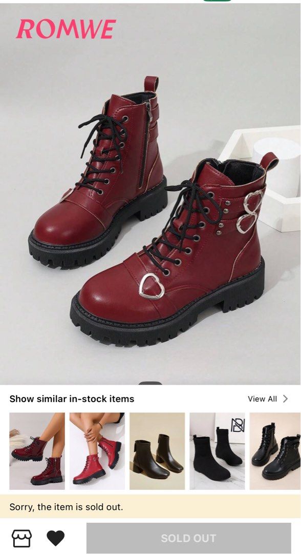 ROMWE Grunge Punk Heart Decor Boots (Category: Boots) located in Santa Rosa. Submitted by seolarlee (Listing ID 1361998370, Image 2). Description: Used once during Stray Kids' Dominate in Bulacan Worn for 4hrs lang. Mostly nakaupo since seated naman yung con and 5pm na ko nagpunta sa Ph Arena. Very good condition!.
