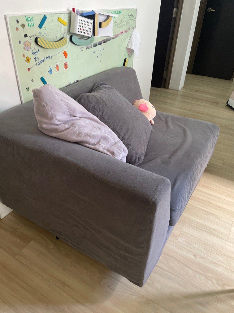 Sofa (Category: Sofas) located in Singapore. Submitted by txh85 (Listing ID 1362011249, Image 3). Description: 135cmx 95cm x 65cm Length x breath x height . AS-IS Fabric fully removable to wash Self collect or arrange ur own delivery at Tampines .