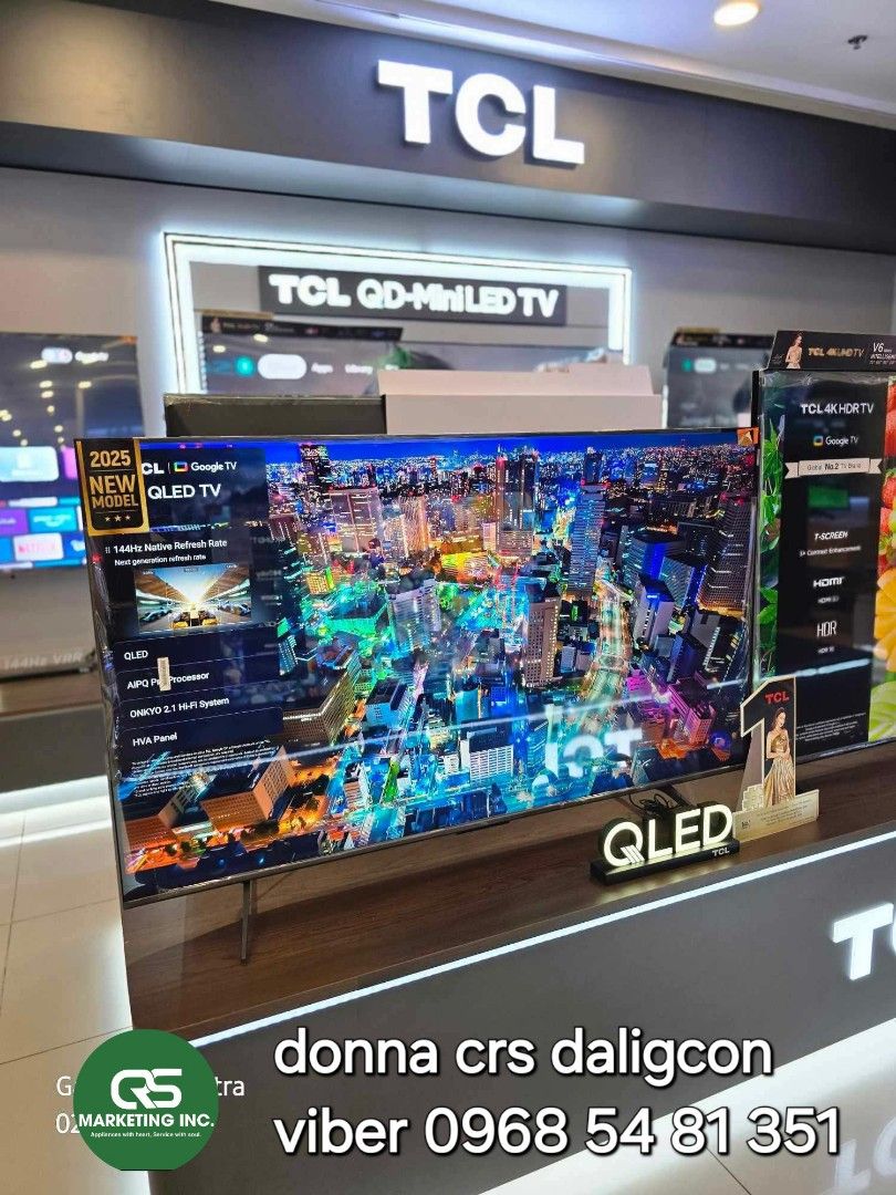 Tcl qled 2025 model (Category: Projectors) located in Manila. Submitted by donnasagao03665 (Listing ID 1362014218, Image 1). Description: 💚 TCL QLED 2025 TV 2025 MODEL INTRODUCTORY SALE 43P7K 50P7K 55P7K 65P7K 75P7K 55P8K 65P8K 75P8K 85P8K 98P8K 💚 📍 ENTRY MODEL 4K QLED 43P7K - 19,100 50P7K - 20,900 55P7K - 22,800 65P7K - 35,900 75P7K - 46,000 📍 4K QLED HVA PANEL 120HZ 55P8K - 26,300 65P8K - 38,600 75P8K - 54,900 85P8K - 77,200 98P8K - 116,000