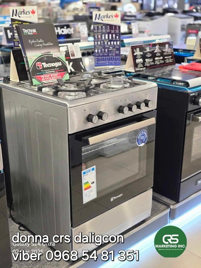 Tecnogas gas range (Category: Cookers) located in Manila. Submitted by donnasagao03665 (Listing ID 1362016389, Image 3). Description: ❄️ TECNOGAS GAS RANGE WITH OVEN / TECHNIK GAS RANGE WITH OVEN ❄️ TEG5540CVMBC - 14,000 TFE5502FRSS - 14,000 XFG5530CVMB - 14,800 TFG5530CRVSSC - 17,400 FTFG5531CRVMBC - 16,800 FG5031DRVXC - 19,800 TFE6004FRSS - 20,900 TF16004FRX - 36,600 TFGE31CRVMBC - 20,200 TFG6031DRVXC - 24,900 TFG6040CRVSSC - 22,900 TFG8050CRVS