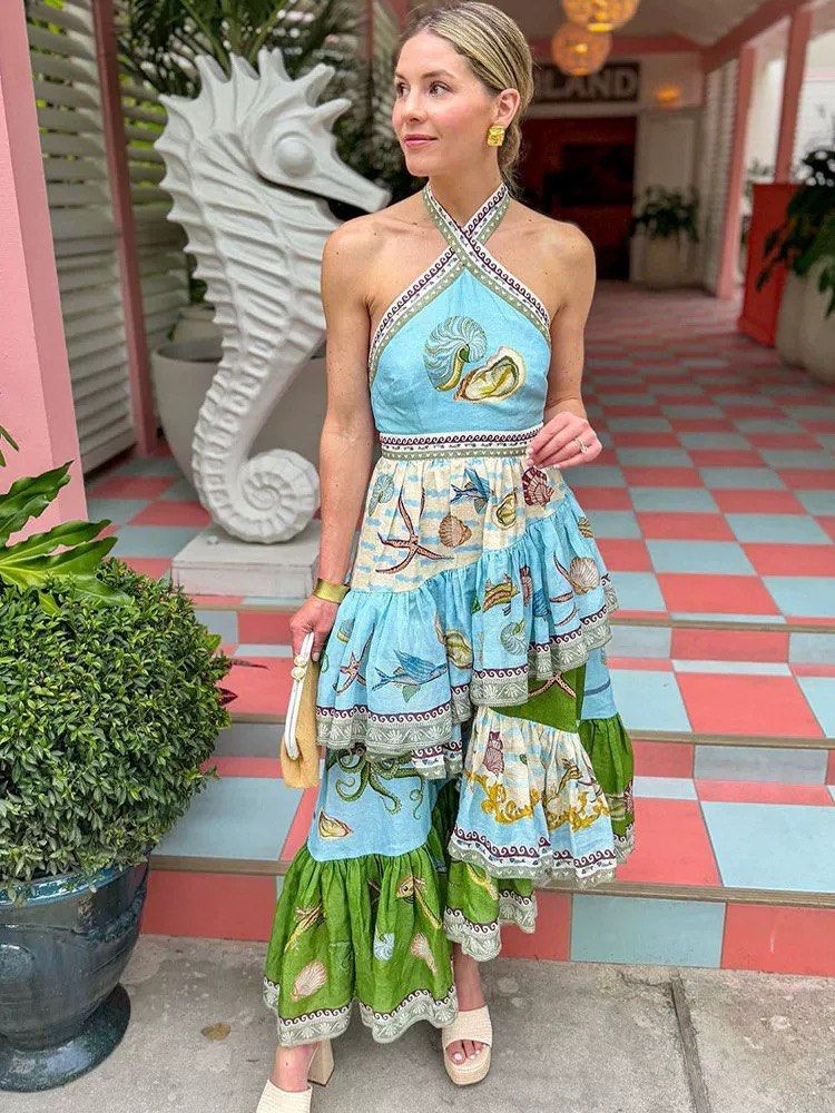 Alemais Bath House Midi Halter Dress, Women's Fashion, Dresses