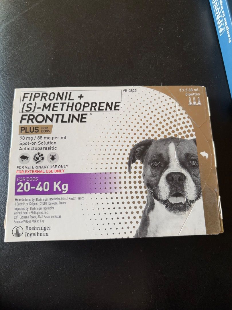 B1T1 Spot-on Solution for Big Dogs (Category: Health & Grooming) located in Pasig City. Submitted by lbckdavid (Listing ID 1362153617, Image 3). Description: Fipronil Spot-On Solution for Big Dogs Brandnew 3 tubes each Box RFS: Gift from a friend working in a Pet store. Hindi nagamit because medium size lang mga fur babies namin. *Special Delight - exp date 2026 *Fipronil + - exp 12/2024 ( pwede pa daw gamitin up to 6 mos, pero it is up to you po