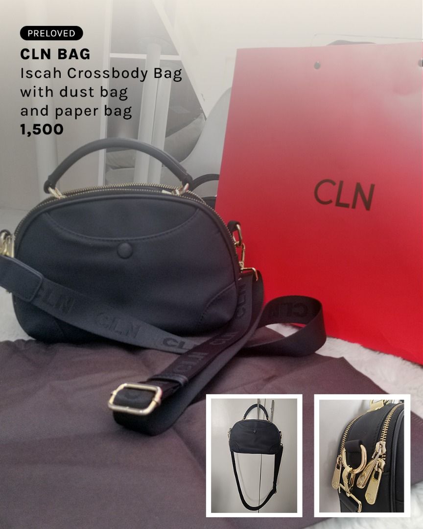 CLN Iscah Crossbody Bag (Category: Luxury Bags & Wallets) located in Quezon City. Submitted by maijoy (Listing ID 1361312727, Image 1). Description: ✅ "CLN" print on the front was peeled off, no any other issues and good as new ✅ Comes with a dust bag and CLN paper bag ✅ RFS: Decluttering ✅ Price is negotiable, PM for offers 📌 Location: West Fairview, QC 🛵 Shipping: Lalamove only (Buyer will be the one to book and shoulder the shipping fee) 💵 