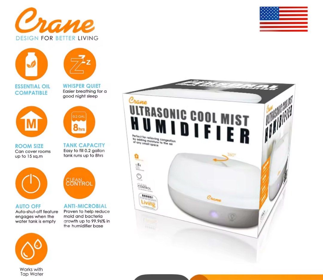 Crane Humidifier with Diffuser 2-in-1 (Category: Air Purifiers & Dehumidifiers) located in Mandaluyong City. Submitted by isellstuff30 (Listing ID 1362141960, Image 3). Description: Purchased for 3k original price. RFS: Rarely used, works perfectly. .