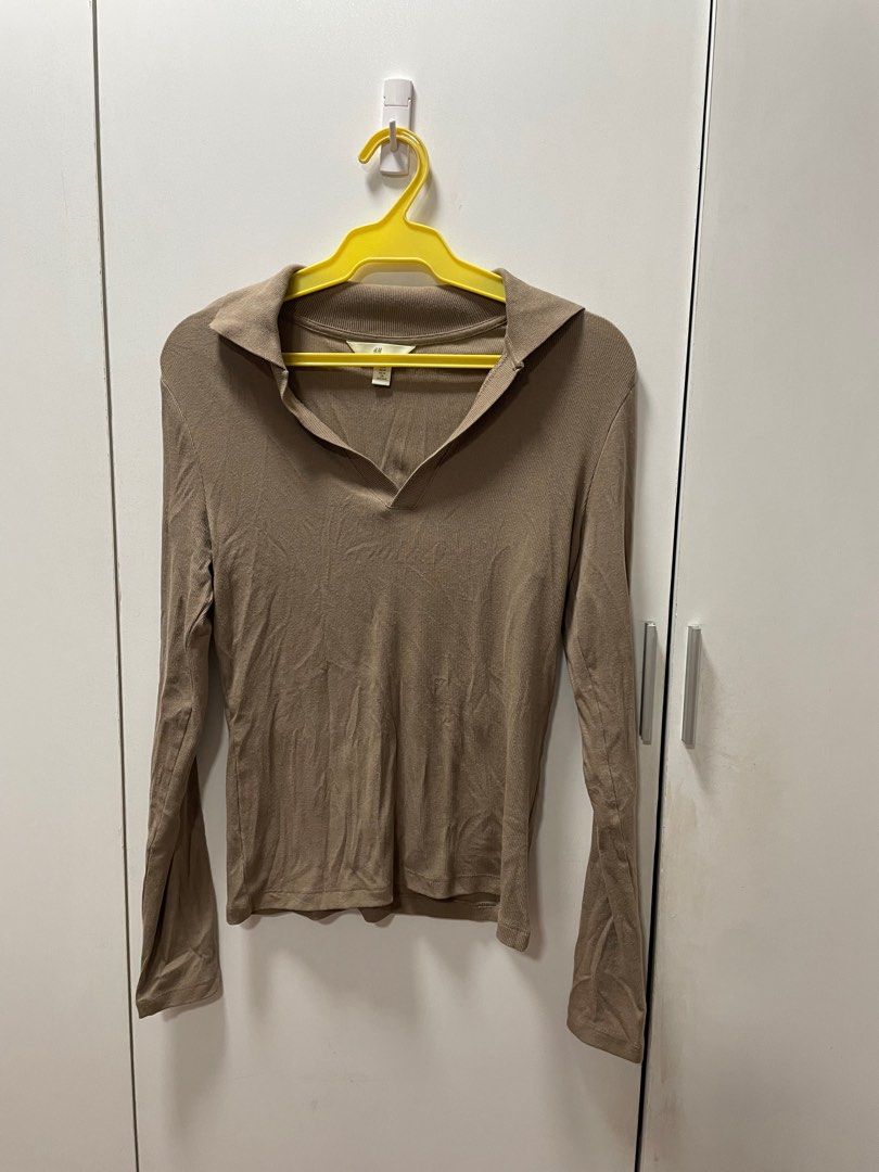 H&M Brown Longsleeve (Size M) (Category: Longsleeves) located in Quezon City. Submitted by _pufferfish (Listing ID 1362277074, Image 1). Description: negotiable! sf shouldered by buyer (grab/lalamove) mop bdo/gcash.
