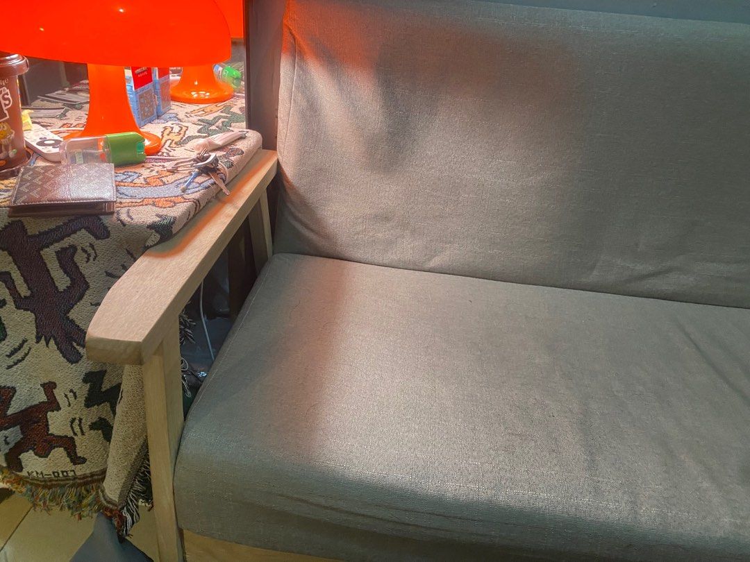 Japanese Sofa Couch 3 Seater (Category: Sofas) located in Manila. Submitted by notwithstanding (Listing ID 1362244059, Image 2). Description: Bought for 7,000 3 seater japanese sofa no last price 140cm length only has 1 small stain other than that 100% condition always may cover thats why ^^.
