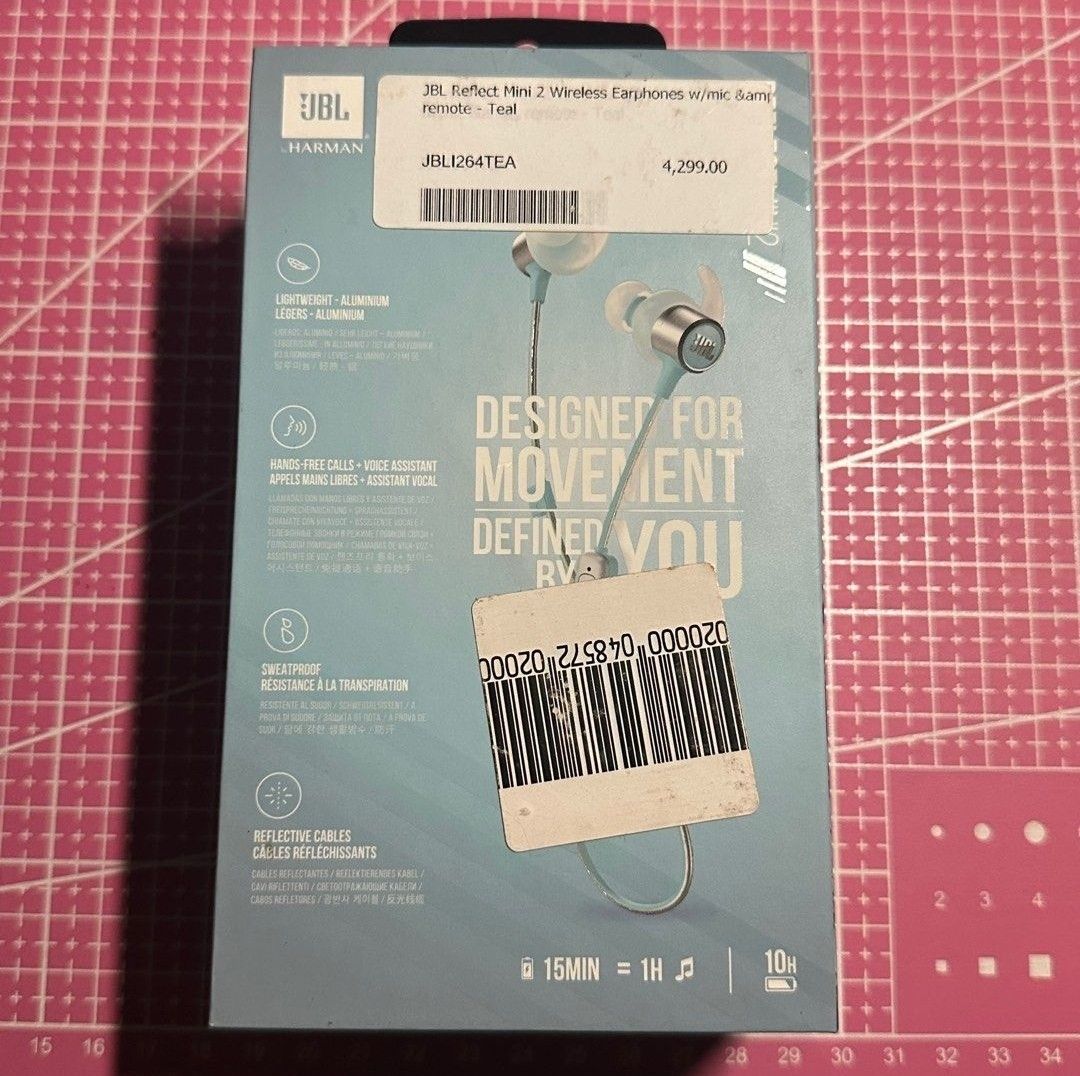 JBL Reflect Mini 2 (Category: Earphones) located in Caloocan City. Submitted by psychen09 (Listing ID 1362303911, Image 2). Description: Jbl Reflect mini 2 600 nalang Used once for testing lang, bought from powermac for 4.3k(see pics) Up to 10h batt life, COMPLETE inclusions (eartips, case, cable etc.).