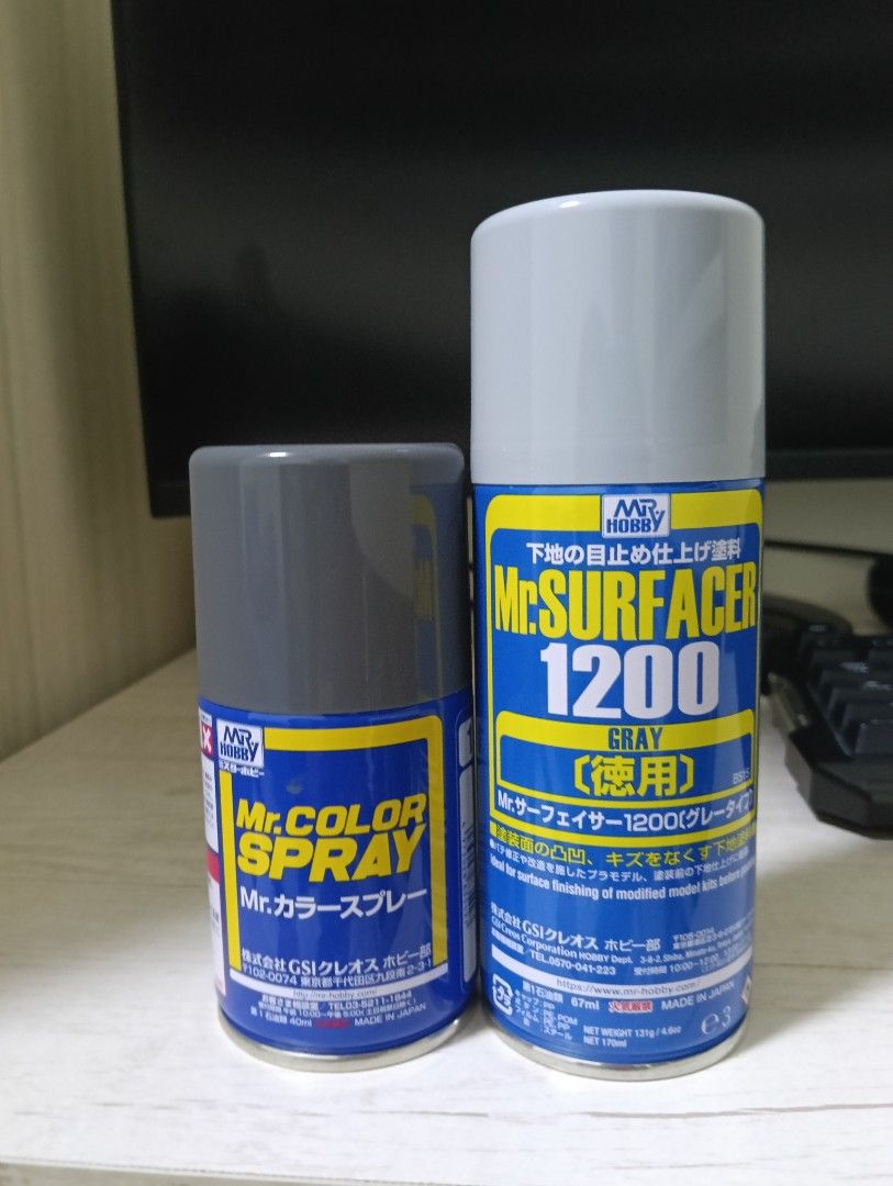 Mr surfacer Gray and Mr color spray Neutral Grey for Gundam/Gunpla (Category: Craft Supplies & Tools) located in Singapore. Submitted by zero_06s (Listing ID 1362265034, Image 1). Description: Lightly used Surfacer for 8sgd Neutral grey Sold Only available on weekends:).