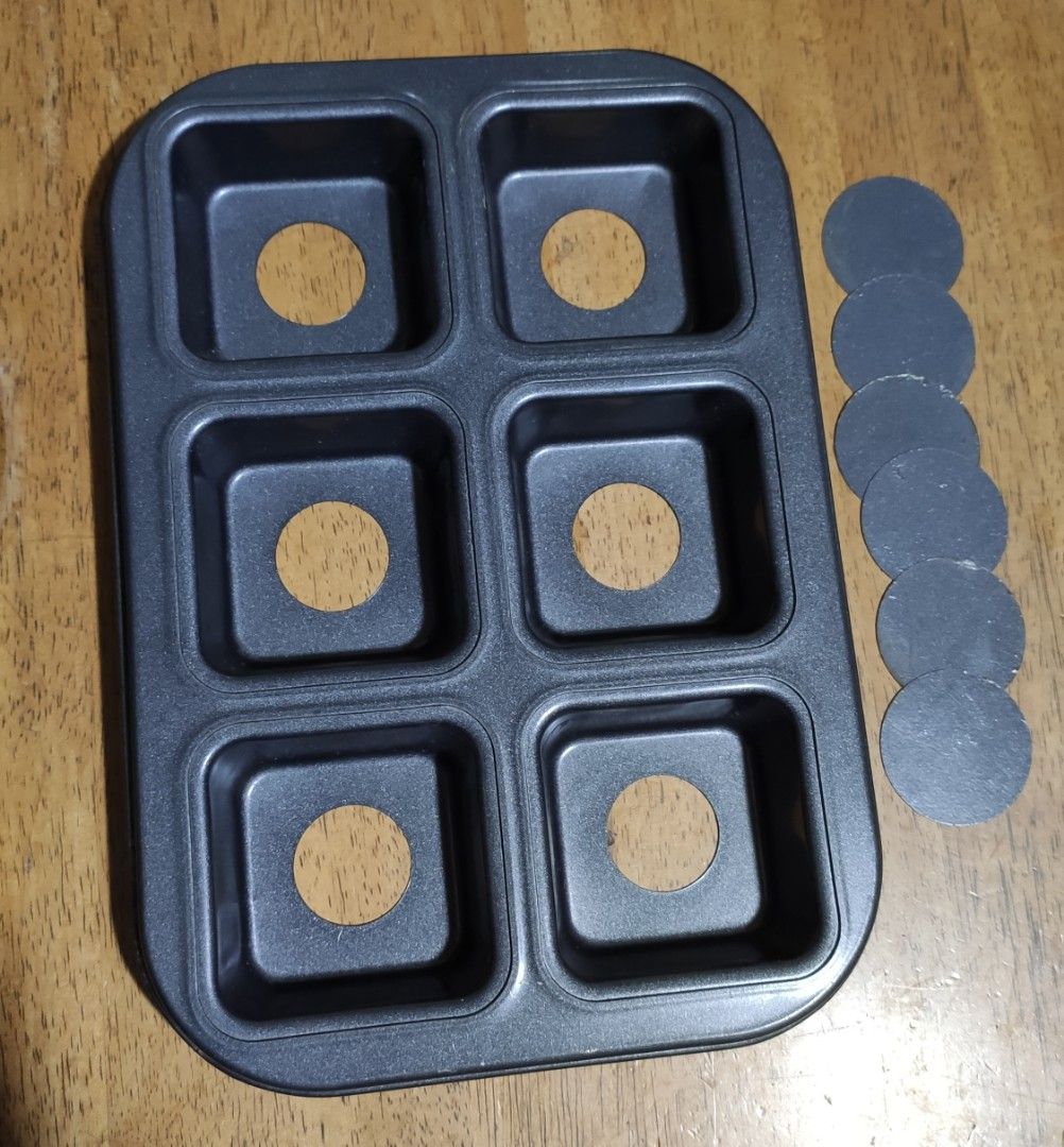 MUFFIN PAN (Category: Bakeware) located in Rizal. Submitted by baltiq (Listing ID 1362163933, Image 1). Description: muffin pan square 👉6 cavities, heavy, makapal 👉2.5 x 2.5 x 1in. deep 👉removable inner bottom for easy release (see flaws of round tins) 📌sold as is 💰MOP: GCash.