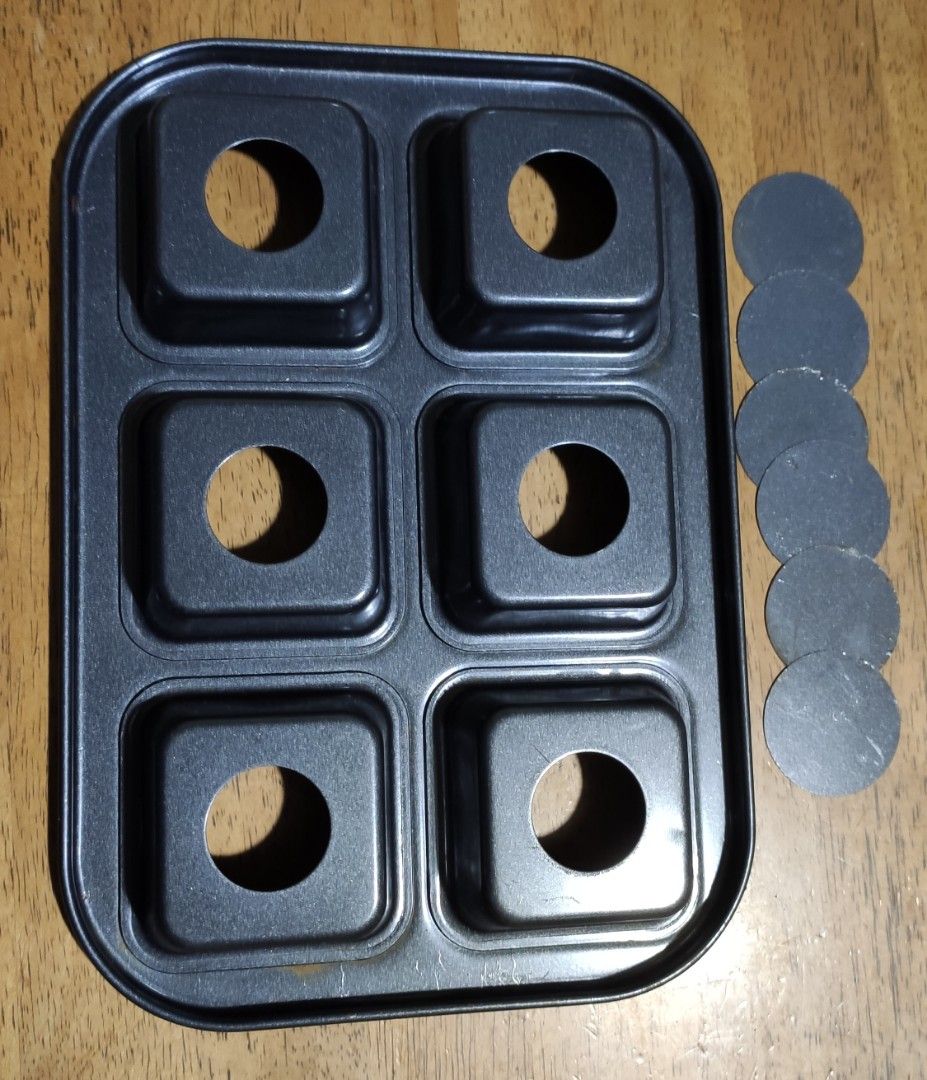 MUFFIN PAN (Category: Bakeware) located in Rizal. Submitted by baltiq (Listing ID 1362163933, Image 3). Description: muffin pan square 👉6 cavities, heavy, makapal 👉2.5 x 2.5 x 1in. deep 👉removable inner bottom for easy release (see flaws of round tins) 📌sold as is 💰MOP: GCash.