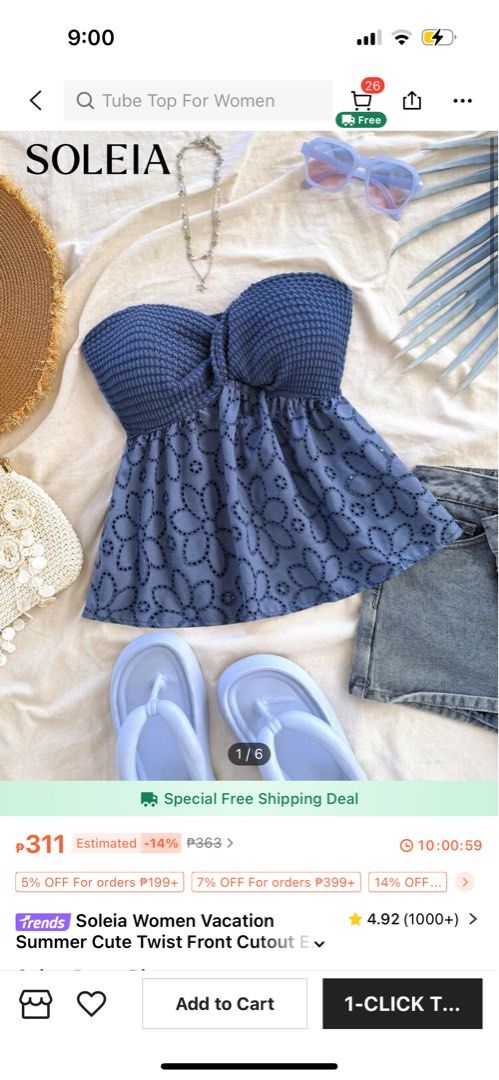 Shein Twist Front Tube Top (Category: Sleeveless) located in Las Pinas. Submitted by carleanette (Listing ID 1362126554, Image 3). Description: [Personal Pre-Loved / Used only once] Shein Twist Front Tube Top Color: Yellow Size: Medium.