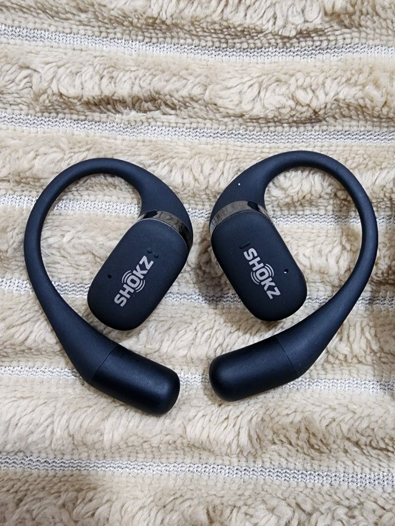 SHOKZ OpenFit Open-Ear True Wireless Earbuds (Category: Earphones) located in Caloocan City. Submitted by randomhub (Listing ID 1362166690, Image 3). Description: Only used 2x during our 10Km race day because our hectic schedule can no longer accommodate sports days. In excellent condition. No defects. Very clear and enjoyable sound. Excellent running gear for that music hype! Still under warranty (with warranty card inside its box) 100% AUTHENTI
