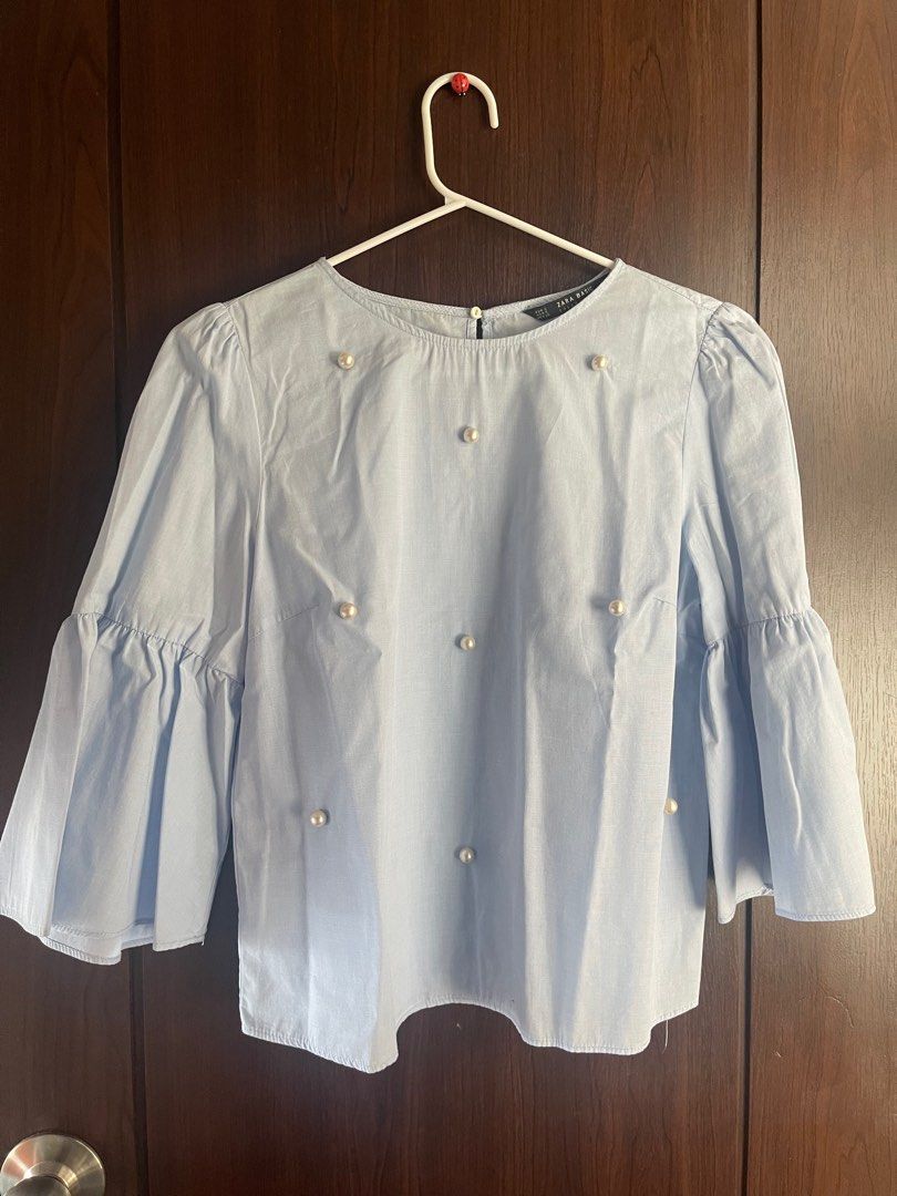 Zara Long Sleeve Blouse with Pearls (Category: Blouses) located in Makati City. Submitted by ablcn (Listing ID 1362129521, Image 1). Description: First S-M.