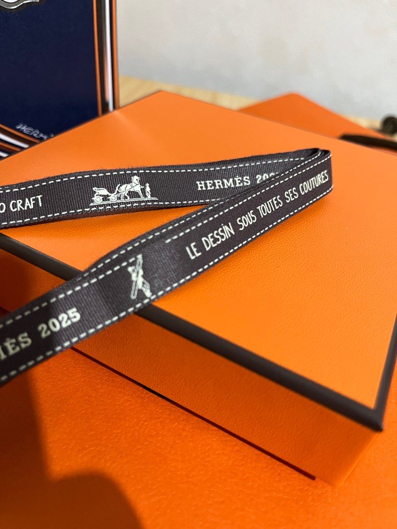 Authentic Hermes Ribbon 3 Pieces (Category: Luxury Accessories) located in Mandaluyong City. Submitted by kendru_03 (Listing ID 1362409956, Image 3). Description: Ribbon Only (3 Pieces) -60" long -37" long -24" long Print: HERMES 2025; DRAWN TO CRAFT; LE DESSIN SOUS TOUTES SES COUTURES Disclaimer: -Product color may slightly vary due to photographic lighting sources or your monitor settings. -Sizes of items listed in descriptions are approximate 