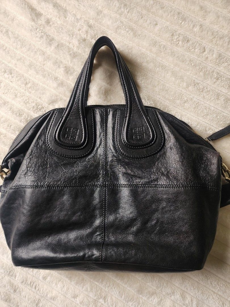 Clearance Sale!!! Givenchy Nightingale Medium (Category: Luxury Bags & Wallets) located in Rizal. Submitted by SassyCitiPH (Listing ID 1323894538, Image 2). Description: Givenchy Nightingale Medium Black recolored from orange Good condition FB: Sassy Citi.